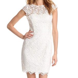 Adrianna Papell White Cap-Sleeve Lace Dress